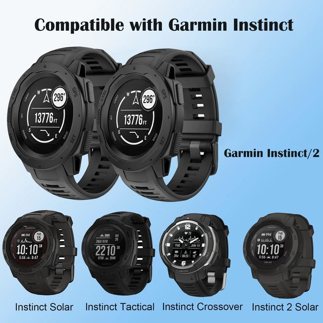 Alt view image 2 of 6 - 2 Pack Waterproof Bands Compatible with Garmin Instinct/Instinct 2 Bands 22mm Soft Silicone Replacement Wristbands for Garmin Instinct Esports/Solar/Tactical, (black+red)