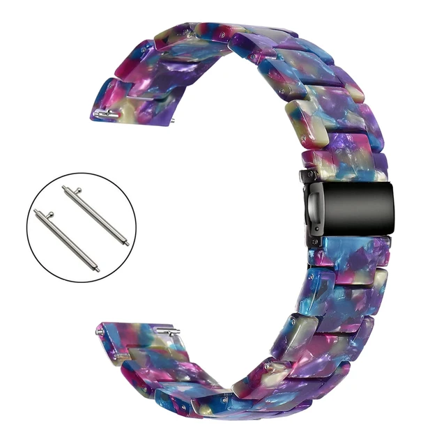 Alt view image 3 of 7 - AWSMOR Compatible with Fitbit Versa 2 /Versa/Versa Lite Band Women men Resin Wristbands Strap with Metal Stainless Steel Buckle Replacement for Fitbit Versa 2 SmartwatchPurple Green Flower