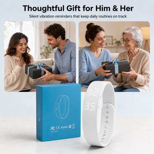 Alt view image 7 of 7 - Silent Vibrating Alarm Wristband, Rechargeable Fitness Activity Tracker Silent vibrating alarm wristband tracks steps and calories, built-in rechargeable battery for daily use