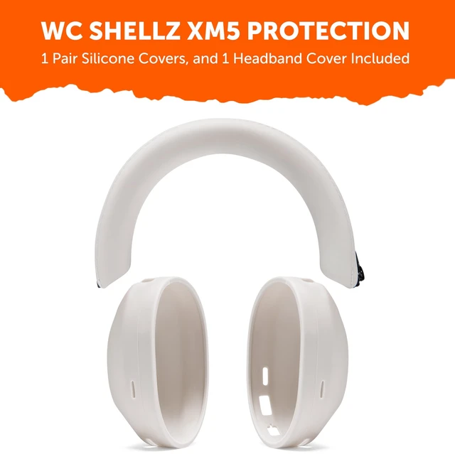 Alt view image 6 of 7 - ShellZ XM5 - Exterior Shell & Headband Covers for Sony WH1000XM5 Made by Wicked Cushions Protective, Made with Premium Silicone Silver