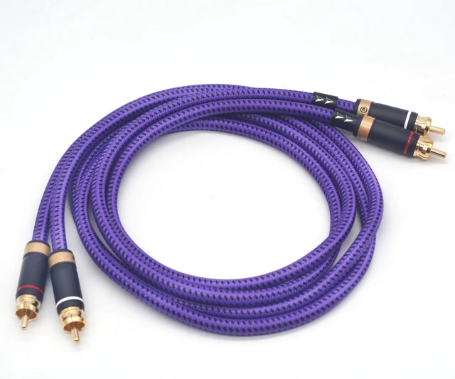 Alt view image 3 of 6 - 2 RCA to 2 RCA Audio Cable Heavy Duty 24K Gold-Plated Pure Copper Shell Oxygen-Free Copper for Home Theater HDTV Amplifiers Hi-Fi Systems Speakers - Purple Top Series (6.5FT/2m)