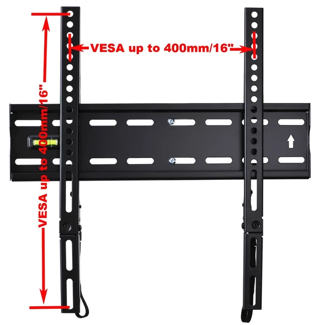 Alt view image 6 of 6 - Ultra Slim TV Wall Mount for 27"-55" LCD LED Plasma TV, 110 lbs Weight Capacity, 1" Low Profile, VESA 100x100-400x400, Black, Fixed, Wall Mount