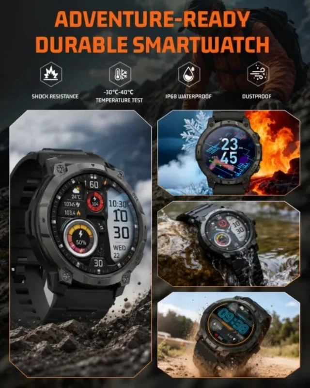 Alt view image 2 of 7 - Mens Smart Watch - Bluetooth Calling, IP68, 24/7 Sleep Monitor, Fitness Step Tracker, 110 Sports Modes, for Android iOS (Jet Black, 1.51)