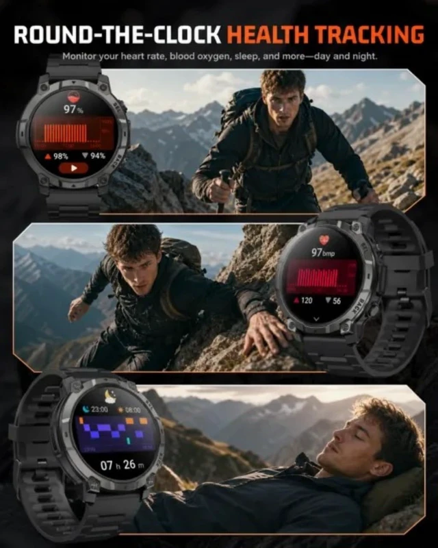 Alt view image 5 of 7 - Mens Smart Watch - Bluetooth Calling, IP68, 24/7 Sleep Monitor, Fitness Step Tracker, 110 Sports Modes, for Android iOS (Jet Black, 1.51)