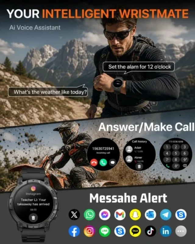 Alt view image 7 of 7 - Mens Smart Watch - Bluetooth Calling, IP68, 24/7 Sleep Monitor, Fitness Step Tracker, 110 Sports Modes, for Android iOS (Jet Black, 1.51)
