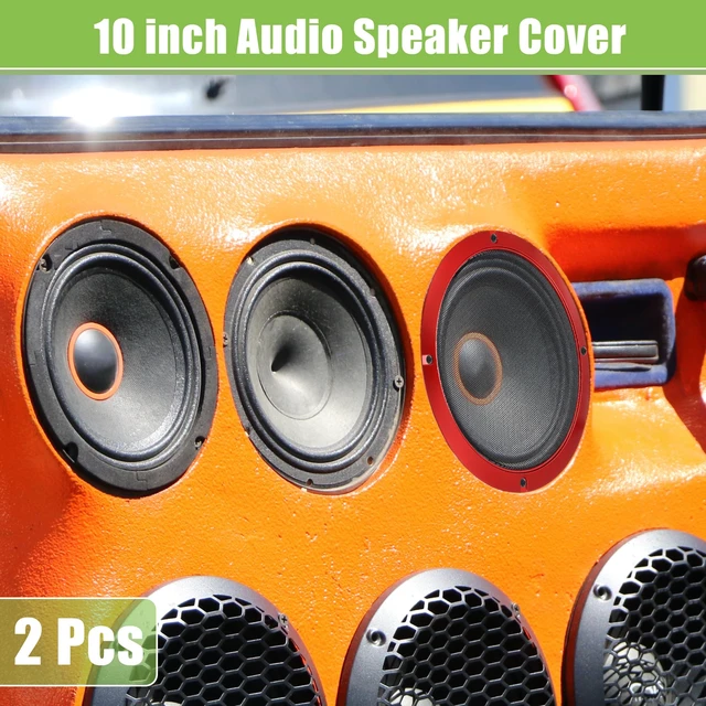 Alt view image 2 of 7 - Universal 10" Car Speaker Grills Cover Mesh Round Pack of 2 10 Inch Audio Speaker Subwoofer Guard Protector Case, with Mounting Screws, Iron, Red Black