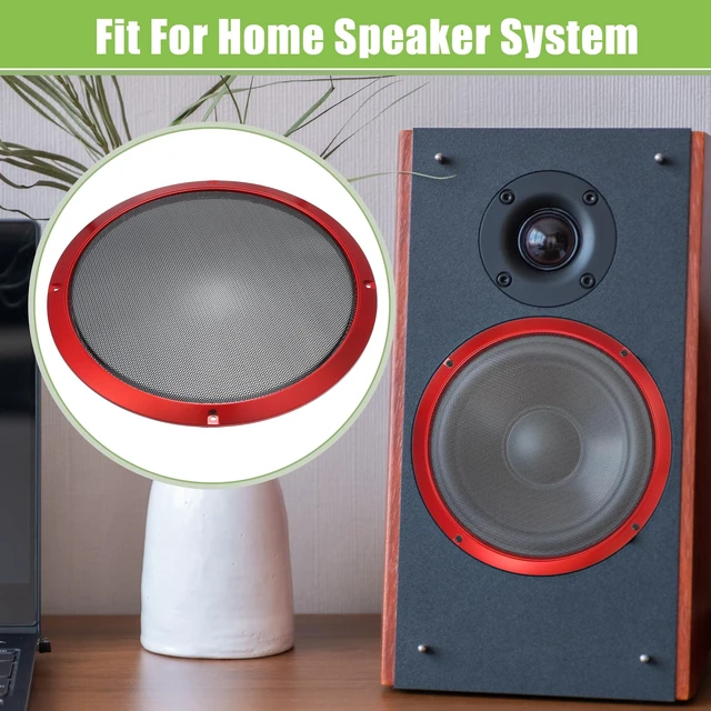 Alt view image 3 of 7 - Universal 10" Car Speaker Grills Cover Mesh Round Pack of 2 10 Inch Audio Speaker Subwoofer Guard Protector Case, with Mounting Screws, Iron, Red Black