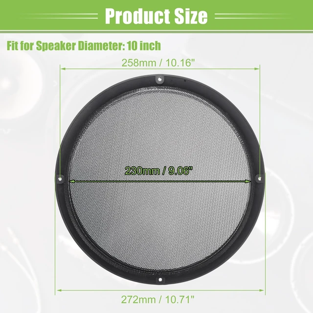 Alt view image 6 of 7 - Universal 10" Car Speaker Grills Cover Mesh Round Pack of 2 10 Inch Audio Speaker Subwoofer Guard Protector Case, with Mounting Screws, Iron, Red Black
