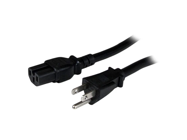Alt view image 3 of 3 - 8ft (2.4m) Heavy Duty Power Cord, NEMA 5-15P to C15 AC Power Cord, 15A 125V, 14AWG, Replacement Computer Power Cord, Monitor Power Cable, PC Power Supply Cable, UL Listed (PXT515C158)