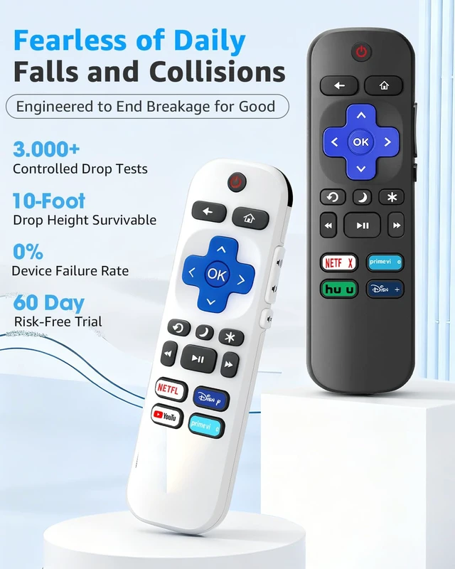 Alt view image 3 of 7 - 4 Packs Replacement Remote Only for Roku TV, Obsidian Black&Glacier White Compatible with All TCL/Hisense/Onn/Sharp/Philips / (Not for Roku Stick, Box or Speaker)