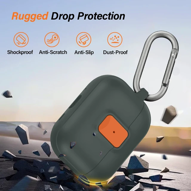 Alt view image 3 of 7 - Case for AirPods Pro 3 (2025) with Security Locking, A-Green Orange for Apple AirPod Pro 3/AirPod 5/4 Case with Security Locking, Compatible with MagSafe, Full Rugged Protective Cover