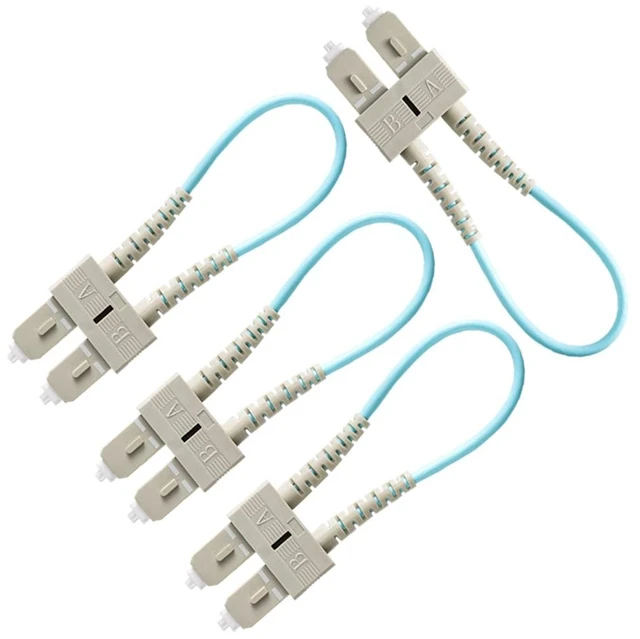 Main image of 4 PCS OM3 Loopback Plug Tester Multimode SC-UPC Fiber Optical Duplex Cable Adapter 50/125