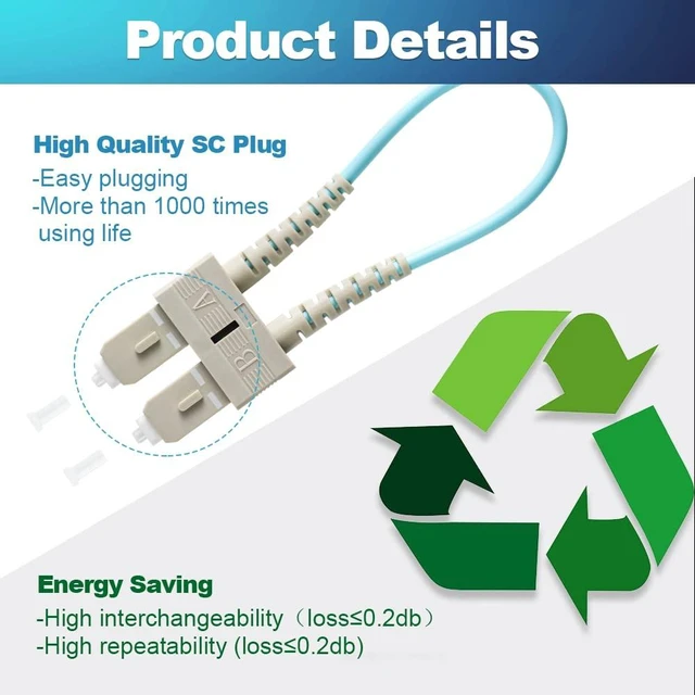 Alt view image 6 of 7 - 4 PCS OM3 Loopback Plug Tester Multimode SC-UPC Fiber Optical Duplex Cable Adapter 50/125