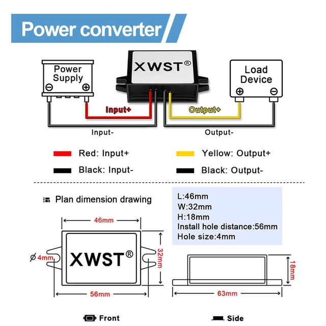 Alt view image 5 of 7 - DC Converter 20-90V 12V Step Down Buck 2A Voltage Regulator for Golf Cart Car Device (XW-2090-12-2A)