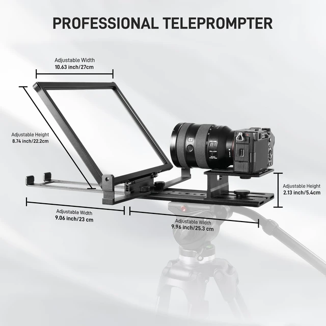 Alt view image 4 of 7 - 12" Teleprompter kit with Remote Control & App, Collapsible Teleprompter for iPad Tablet Phone DSLR Camera, Prompter with Carry Case, HD Refective Display, for Video Recording/Vlogger