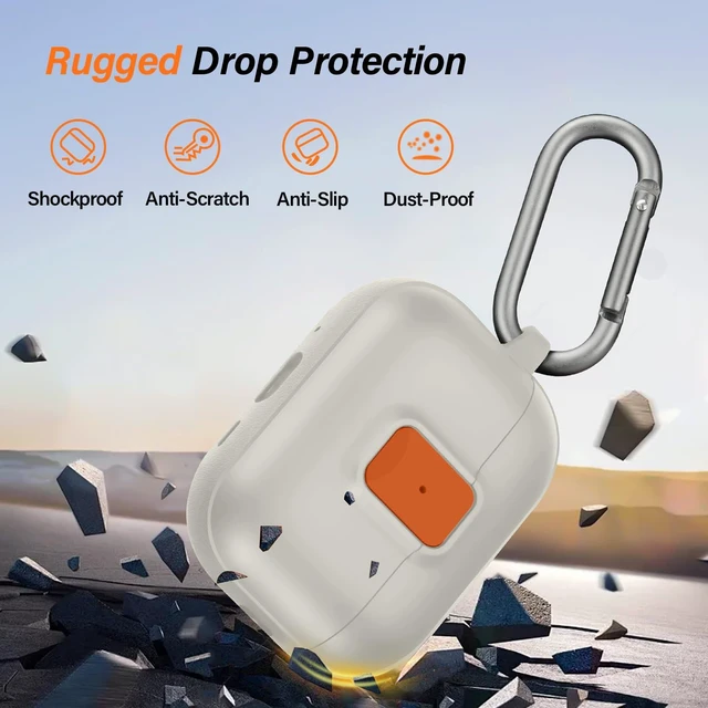Alt view image 3 of 7 - Case for AirPods Pro 3 (2025) with Security Locking, Starlight Orange for Apple AirPod Pro 3/AirPod 5/4 Case with Security Locking, Compatible with MagSafe, Full Rugged Protective Cover