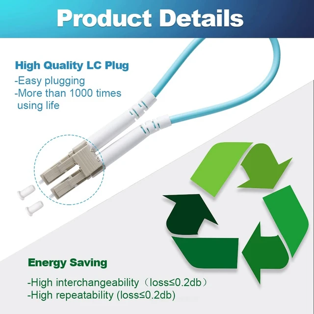 Alt view image 5 of 7 - 4 PCS OM3 Loopback Plug Tester Multimode LC-UPC Fiber Optical Duplex Cable Adapter 50/125