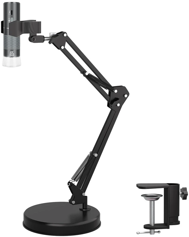 Main image of 4K WiFi Microscope with Max 21 Inch Height Stand & Table Clamp, 50-1000X USB Digital Microscope 3840x 2160P Camera, Work for iPhone Android Windows Mac Linux Chrome