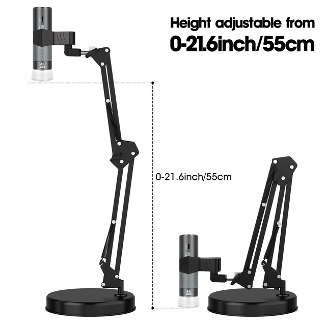 Alt view image 4 of 7 - 4K WiFi Microscope with Max 21 Inch Height Stand & Table Clamp, 50-1000X USB Digital Microscope 3840x 2160P Camera, Work for iPhone Android Windows Mac Linux Chrome