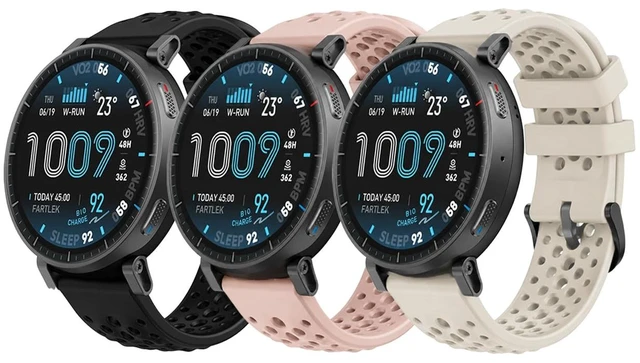 Main image of 22mm Sports Strap Compatible with Amazfit Active Max Band/Bip 6/Bip 5/Bip Max/Balance 2/GTR 4/3 Pro/3/2/GTR 47mm/Cheetah, 3 Pack Silicone Breathable Wristband for Men Women