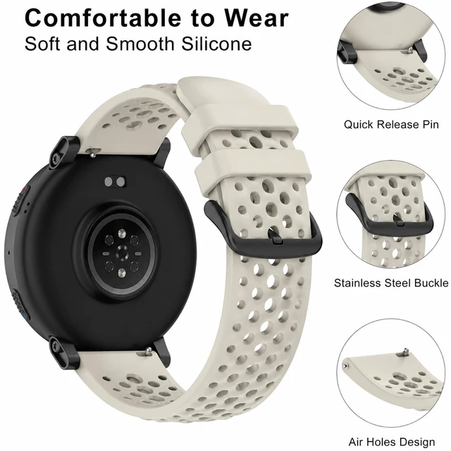 Alt view image 4 of 7 - 22mm Sports Strap Compatible with Amazfit Active Max Band/Bip 6/Bip 5/Bip Max/Balance 2/GTR 4/3 Pro/3/2/GTR 47mm/Cheetah, 3 Pack Silicone Breathable Wristband for Men Women