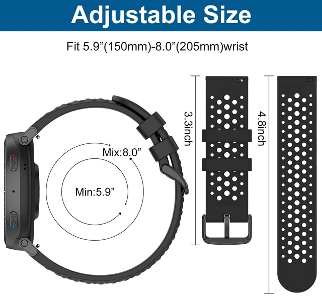 Alt view image 3 of 7 - 22mm Sports Strap Compatible with Amazfit Active Max Band/Bip 6/Bip 5/Bip Max/Balance 2/GTR 4/3 Pro/3/2/GTR 47mm/Cheetah, 3 Pack Silicone Breathable Wristband for Men Women