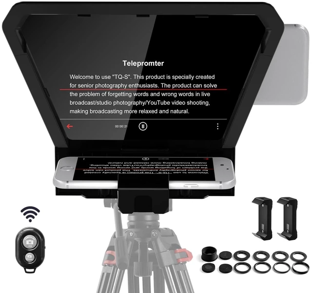 Main image of Teleprompter Portable for iPad, Tablet, Smartphone & DSLR Cameras, Teleprompter Kit with Remote Control & Flexible Holder, teleprompter for Smartphone APP Compatible with iOS/Android