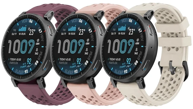 Main image of 22mm Sports Strap Compatible with Amazfit Active Max Band/Bip 6/Bip 5/Bip Max/Balance 2/GTR 4/3 Pro/3/2/GTR 47mm/Cheetah, 3 Pack Silicone Breathable Wristband for Men Women