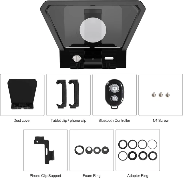 Alt view image 3 of 7 - Teleprompter Portable for iPad, Tablet, Smartphone & DSLR Cameras, Teleprompter Kit with Remote Control & Flexible Holder, teleprompter for Smartphone APP Compatible with iOS/Android