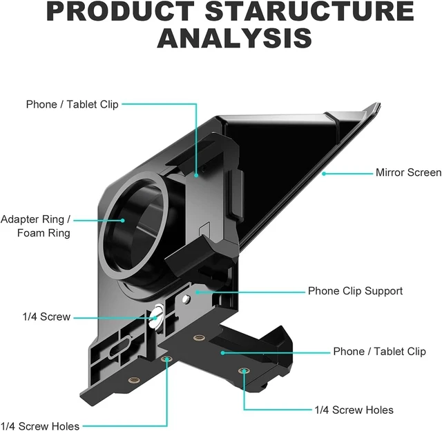 Alt view image 5 of 7 - Teleprompter Portable for iPad, Tablet, Smartphone & DSLR Cameras, Teleprompter Kit with Remote Control & Flexible Holder, teleprompter for Smartphone APP Compatible with iOS/Android