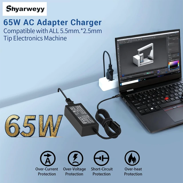 Alt view image 2 of 7 - DC 19V Monitor Power Supply Cord 5.5mm.*2.5mm Tip for ASUS Monitor/HP/Dell/Toshiba/Vizio/Westinghouse TV/Harman Kardon/Panasonic Toughbook Amplifier charger