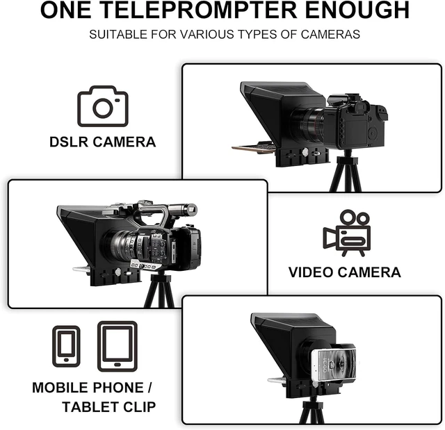 Alt view image 6 of 7 - Teleprompter Portable for iPad, Tablet, Smartphone & DSLR Cameras, Teleprompter Kit with Remote Control & Flexible Holder, teleprompter for Smartphone APP Compatible with iOS/Android