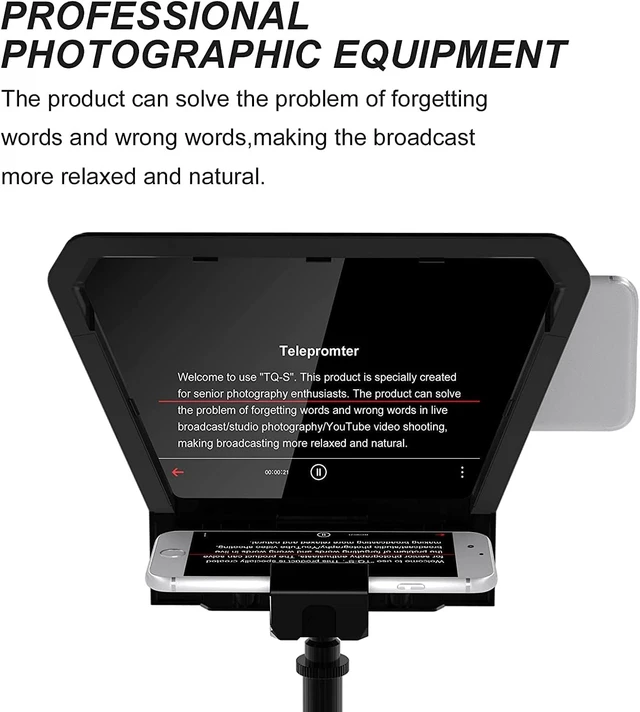 Alt view image 7 of 7 - Teleprompter Portable for iPad, Tablet, Smartphone & DSLR Cameras, Teleprompter Kit with Remote Control & Flexible Holder, teleprompter for Smartphone APP Compatible with iOS/Android
