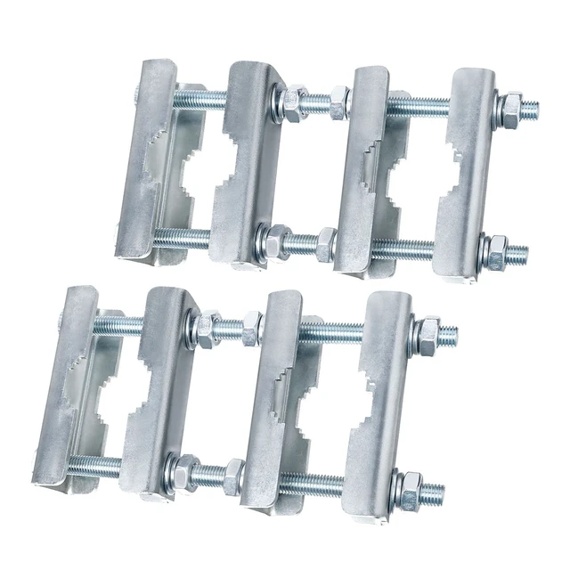 Alt view image 3 of 6 - 2 Sets Antenna Mast to Mast Clamp Bracket Kit with V Jaw Blocks for 1"-2.5" OD Poles, Heavy Duty Mounting Hardware for Ham TV Network Antennas, Security Cameras, Weather Station