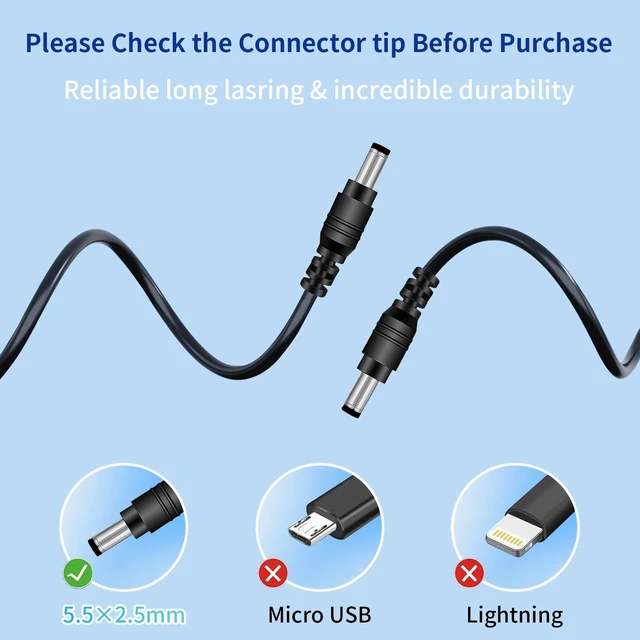 Alt view image 5 of 7 - DC 19V Monitor Power Supply Cord 5.5mm.*2.5mm Tip for ASUS Monitor/HP/Dell/Toshiba/Vizio/Westinghouse TV/Harman Kardon/Panasonic Toughbook Amplifier charger