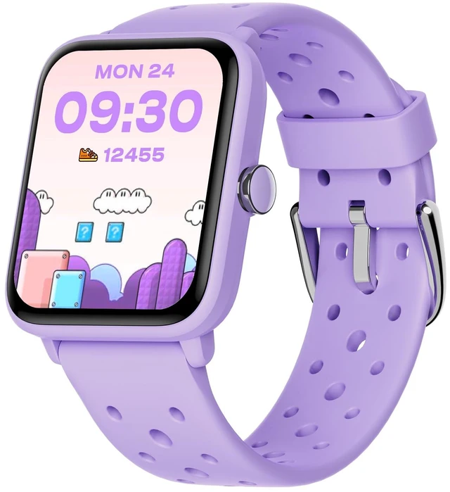 Main image of Smart Watch for Kids Without APP, Fitness Tracker Watch Pedometer, Heart Rate, 5ATM Waterproof, Sleep Monitor, Calorie Step Counter, Games, Alarm Clock for Girls 5-14, Porous Lilac