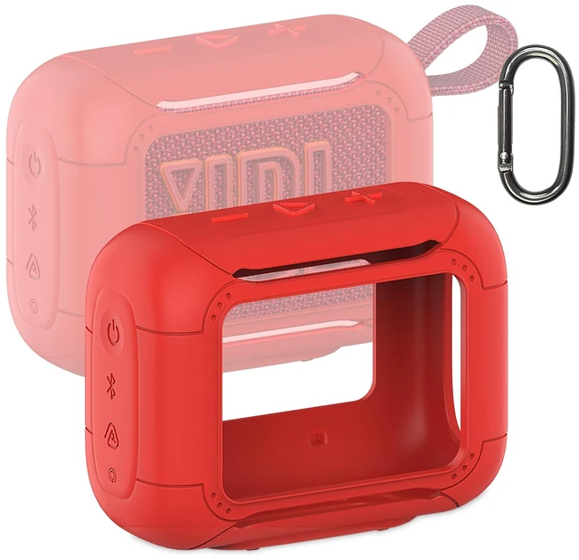 Main image of Silicone Cover Case for JBL Go 5 Portable Bluetooth Speaker Protective Case for Go 5 Speaker, Shockproof Drop-Protection Cover with Carabiner (Red)