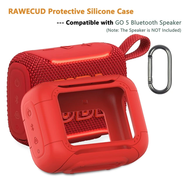 Alt view image 2 of 7 - Silicone Cover Case for JBL Go 5 Portable Bluetooth Speaker Protective Case for Go 5 Speaker, Shockproof Drop-Protection Cover with Carabiner (Red)
