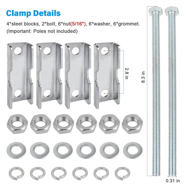 Alt view image 5 of 6 - 2 Sets Antenna Mast to Mast Clamp Bracket Kit with V Jaw Blocks for 1"-2.5" OD Poles, Heavy Duty Mounting Hardware for Ham TV Network Antennas, Security Cameras, Weather Station