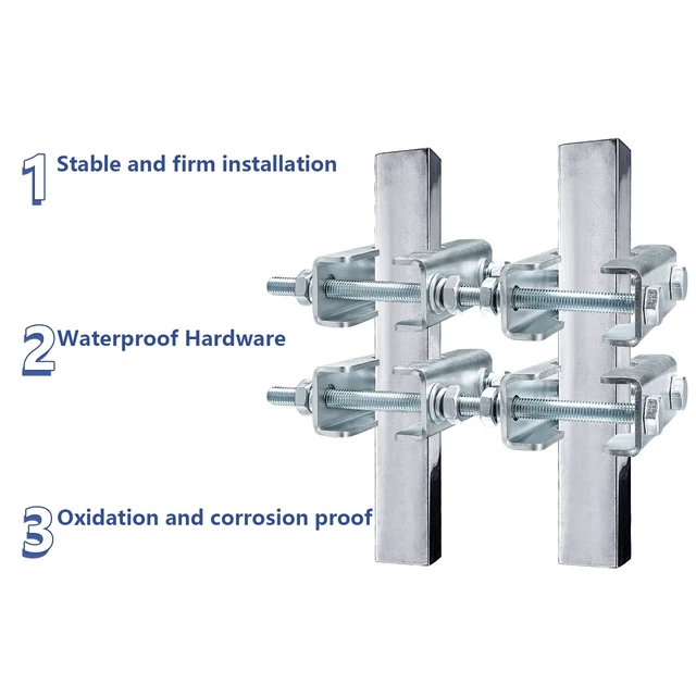 Alt view image 6 of 6 - 2 Sets Antenna Mast to Mast Clamp Bracket Kit with V Jaw Blocks for 1"-2.5" OD Poles, Heavy Duty Mounting Hardware for Ham TV Network Antennas, Security Cameras, Weather Station