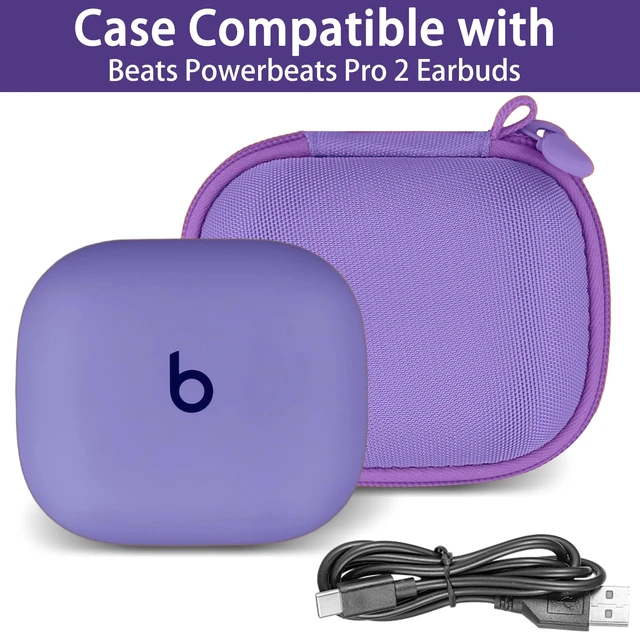 Alt view image 2 of 7 - Hard Case for Beats Powerbeats Pro 2 with Carabiner Clip, Purple Travel Storage, Space For Earbuds And Accessories, Soft Lining, Protective Exterior
