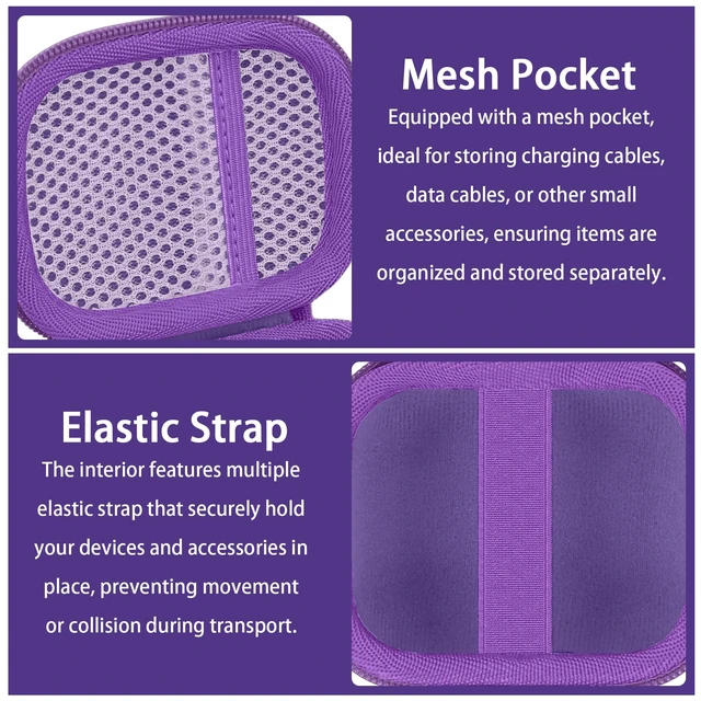 Alt view image 3 of 7 - Hard Case for Beats Powerbeats Pro 2 with Carabiner Clip, Purple Travel Storage, Space For Earbuds And Accessories, Soft Lining, Protective Exterior