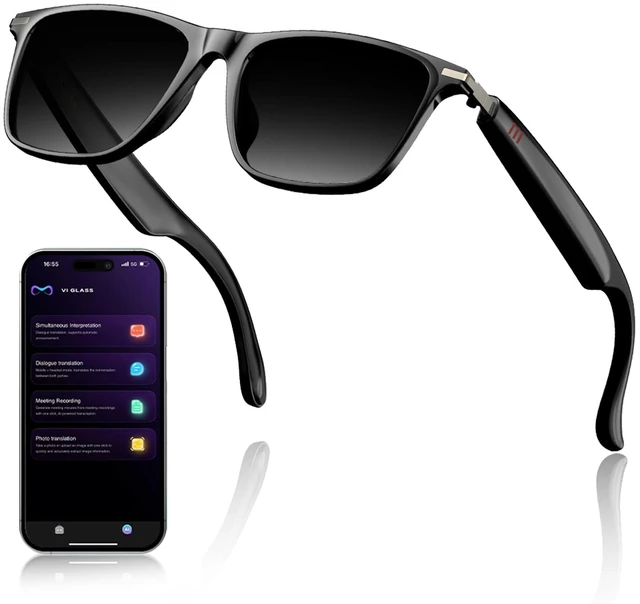 Main image of AI Smart Glasses with ChatGPT, Bluetooth GlassesTranslation 129 Languages,for Music Playback, Hands-Free Calling, IP67 Waterproof for Men Women, Athletic,Outdoor