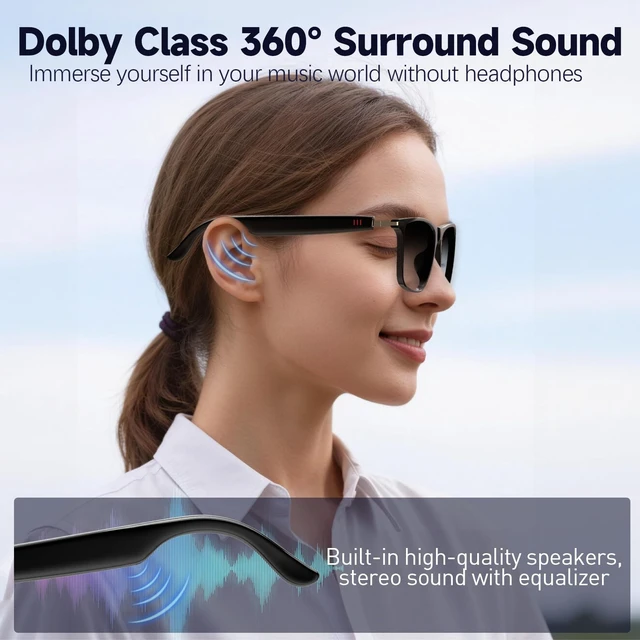 Alt view image 3 of 6 - AI Smart Glasses with ChatGPT, Bluetooth GlassesTranslation 129 Languages,for Music Playback, Hands-Free Calling, IP67 Waterproof for Men Women, Athletic,Outdoor
