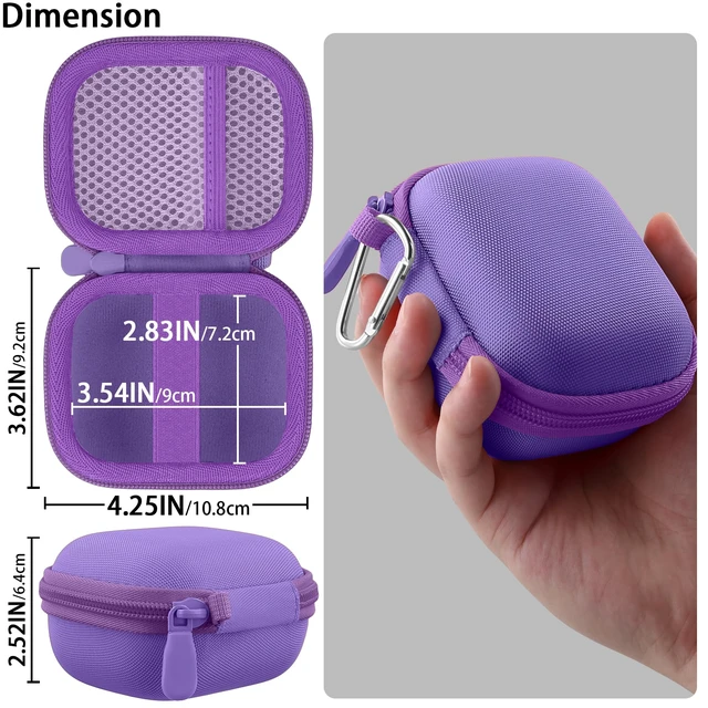 Alt view image 6 of 7 - Hard Case for Beats Powerbeats Pro 2 with Carabiner Clip, Purple Travel Storage, Space For Earbuds And Accessories, Soft Lining, Protective Exterior