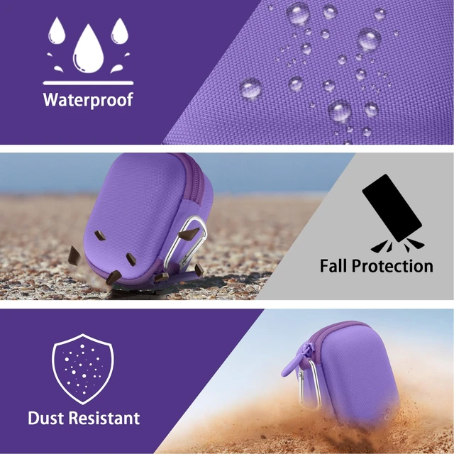 Alt view image 7 of 7 - Hard Case for Beats Powerbeats Pro 2 with Carabiner Clip, Purple Travel Storage, Space For Earbuds And Accessories, Soft Lining, Protective Exterior
