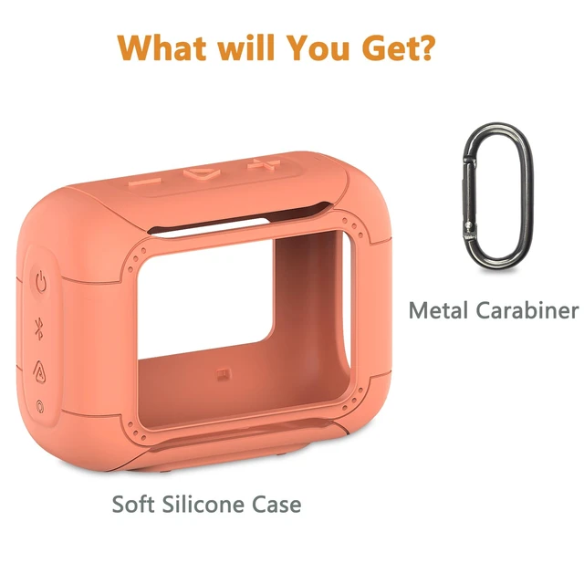 Alt view image 3 of 7 - Silicone Cover Case for JBL Go 5 Portable Bluetooth Speaker Protective Case for Go 5 Speaker, Shockproof Drop-Protection Cover with Carabiner (Orange)