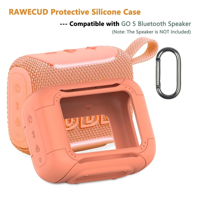 Alt view image 2 of 7 - Silicone Cover Case for JBL Go 5 Portable Bluetooth Speaker Protective Case for Go 5 Speaker, Shockproof Drop-Protection Cover with Carabiner (Orange)