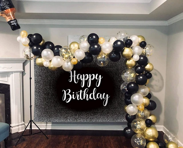 Alt view image 4 of 7 - Black and Silver Happy Birthday Backdrop Father's Day Grey Glitter Photography Background Men Women Adult Birthday Decoration Supplies 8x6FT
