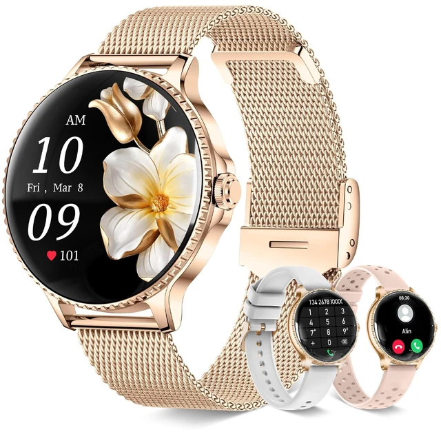 Main image of Smart Watches for Women (Answer/Make Calls),1.27" AMOLED Rose Gold Smartwatch with Heart Rate/Sleep Monitor,120+ Sport Modes Fitness Tracker with Bluetooth for iOS/Android